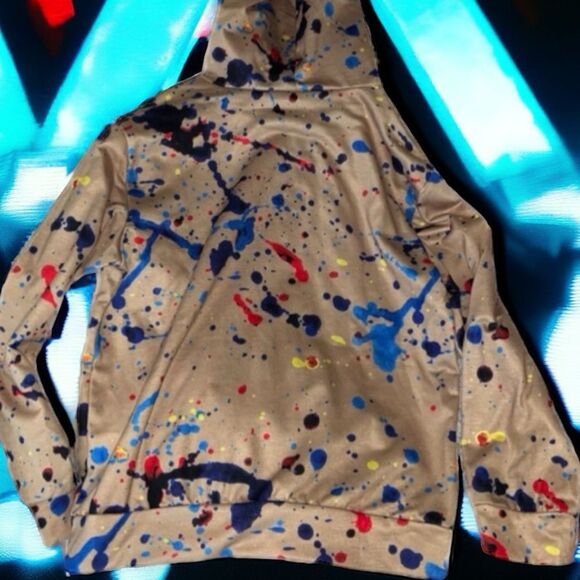 🍭 SHEIN Hoodie Paint Splatter Print - Size 10Y Boy's Streetwear - Picture 2 of 8